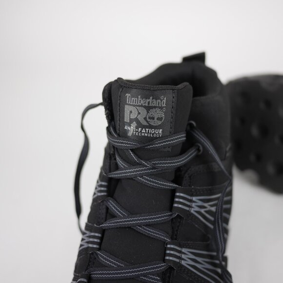 TIMBERLAND Pro Men's 8.5 Black leather anti fatigue composite toe ankle boots - Picture 11 of 13